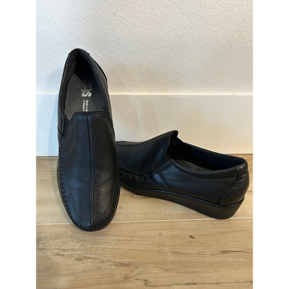 SAS Womens Dream Loafer Tripad Black Leather Slip On Comfort Wedge Loafers 9.5 W - Picture 7 of 8